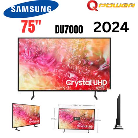 SAMSUNG UA75DU7000 75" UHD TV; PurColour, HDR 10+, UHD Dimming, Smart TV (Tizen OS), 
Adaptive Sound, Auto Game Mode, Q-Symphony, Crystal Processor 4K Engine, 
20W (2.0Ch) Sound output, Bluetooth, HDMI x 3, USB x 2
